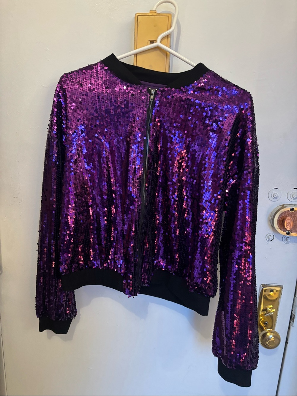 Purple Sequin Bomber Jacket - Picture 2 of 5